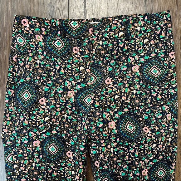 J. Crew Navy and Green Patterned Ankle Pant SZ 2 - Picture 3 of 5